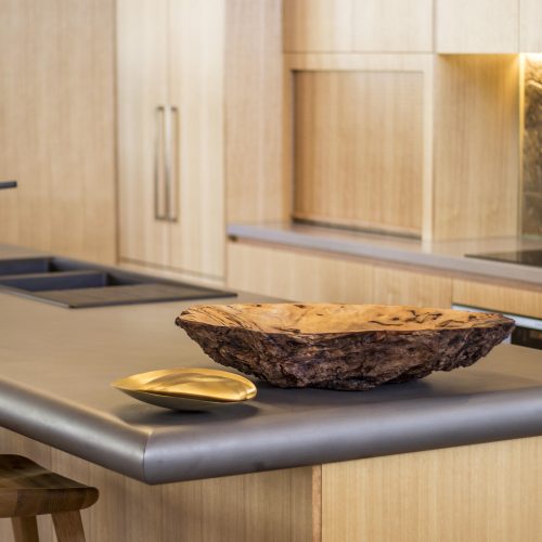Close detail of the Pontypool kitchen benchtop and timber joinery