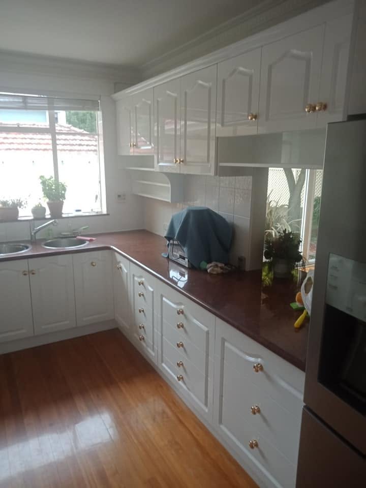 Existing kitchen cabinet doors refinished for a Hobart home